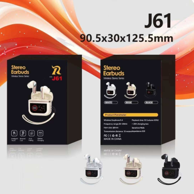 J61 High Quality Wireless Earbuds Low Gaming Latency Earphones with Led Display